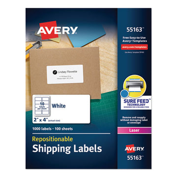Avery® Repositionable Shipping Labels W-surefeed, Laser, 3 1-3 X 4, White, 600-box freeshipping - TVN Wholesale